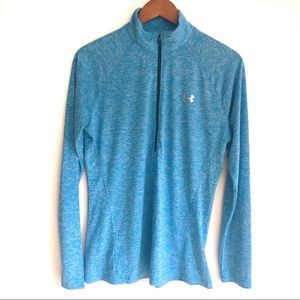 Under Armour Half Zip Blue Long Sleeve Top Size L